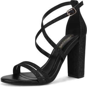 NEW Carcuume Black Sparkle Dressy Sandals Women's Sz 7 NIB